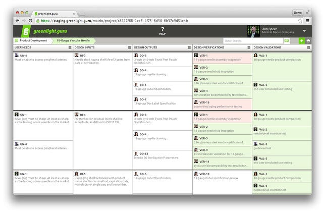 Design Controls Traceability Matrix - greenlight.guru